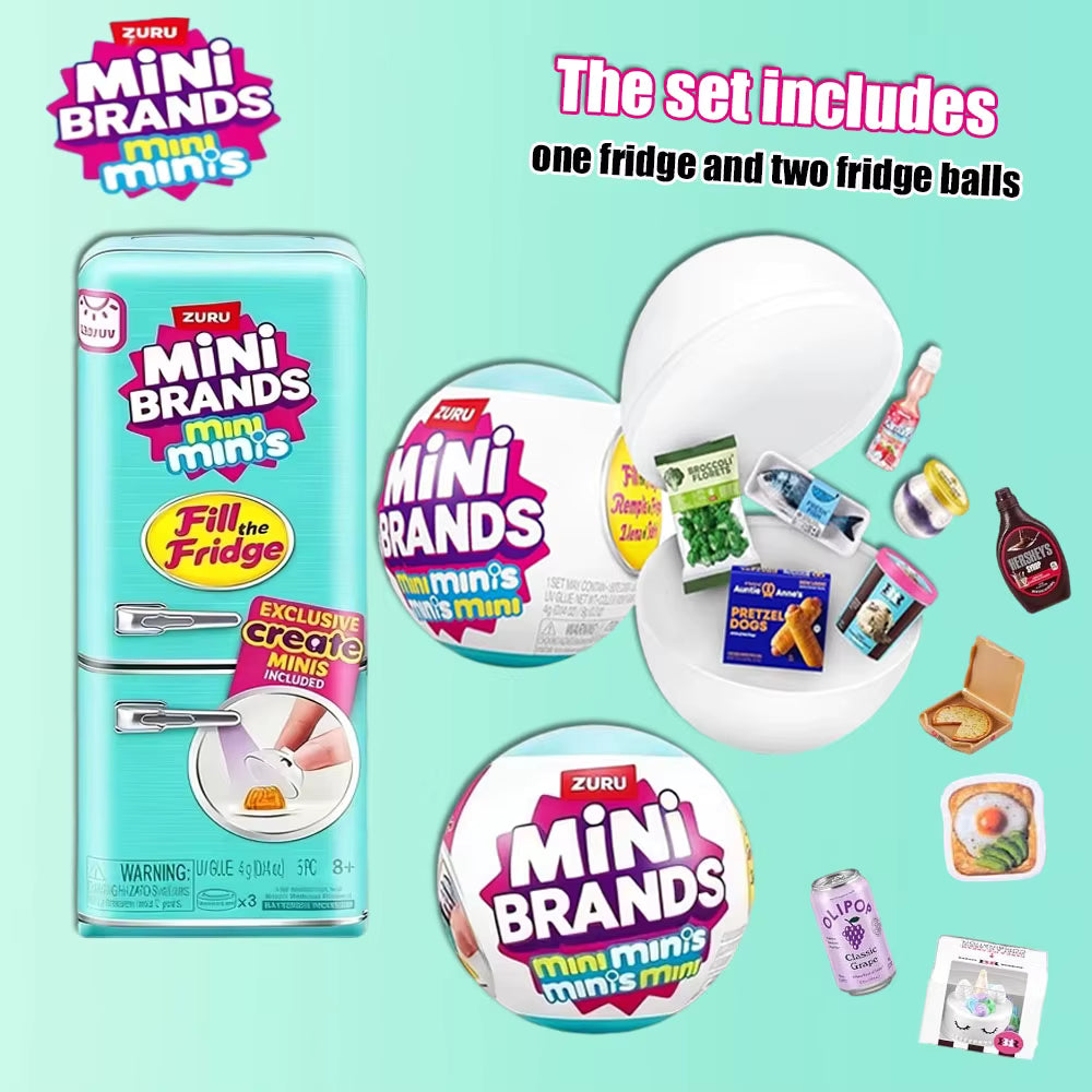 Zuru Mini Minis Refrigerator + 2 Capsules, Fill The Fridge Set, Mini Brands